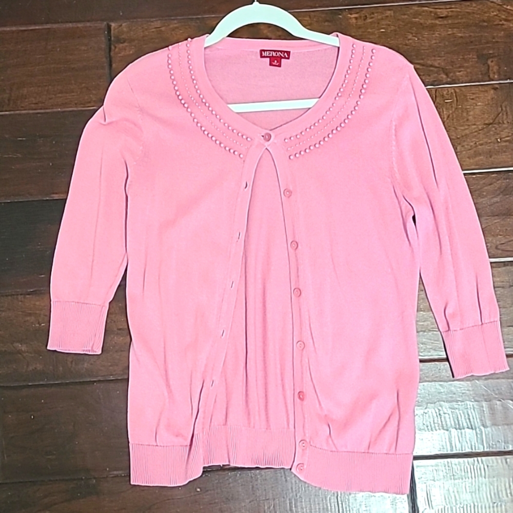 Merona 3/4 Sleeve Cardigan, Mauve Rose